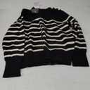 KIRUNDO Women's Striped Sweaters 2024 Fall Winter Outfits Crewneck Ribbed Knit Pullover Trendy Tops with Metal Buttons (Black) S