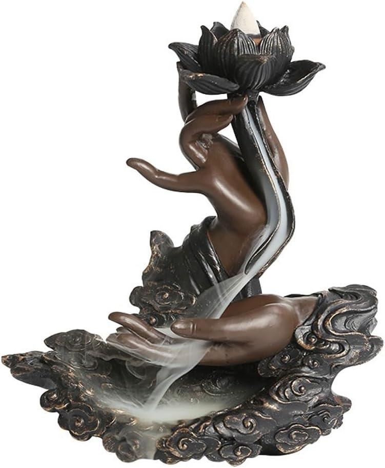 Lotus Backflow Incense Burner, Ceramic Cone Holder, Incense Waterfall Fountain, Incense Holder with 60 Backflow Incense Cones, Aromatherapy Waterfall Burner, Home Decor