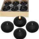 12 Pack 3 Inch Black Floating Candles, 10 Hour Unscented Dripless Tealight Candles for Cylinder Vases, Centerpieces at Wedding Party Halloween - Wavy Float Candle