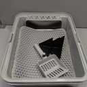 Stainless Steel Cat Litter Box with Lid, Extra Large Litter Box for Big Cats with High Sided, Non-Sticky, Anti-Urine Leakage, Easy Cleaning, Include Cat Mat and Scoop with Holder