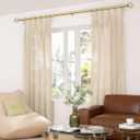 KAMANINA Gold Curtain Rod for Windows 66 to 120 Inch (5.5-10ft), 1 Inch Heavy Duty Curtain Rods 32 to 120, Long Decorative Single Drapery Rods, Twisted Cage End