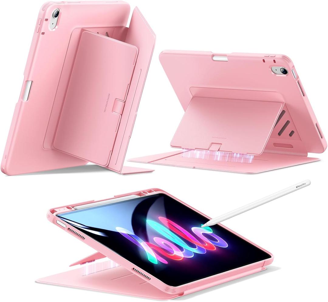 ESR for iPad Air 13 Inch Case M3/M2 (2025/2024), Vertical Stand Cover, Multi Stand Angles, Ultra-Stable Case for iPad Air 13 with Pencil Holder, Flip Series, Pink