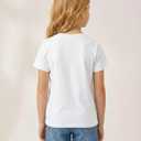 Girls Summer Short Sleeve T Shirts Casual Kids Tops Crewneck Tees Tween Girls Basic Clothes 6-14 Years (White)