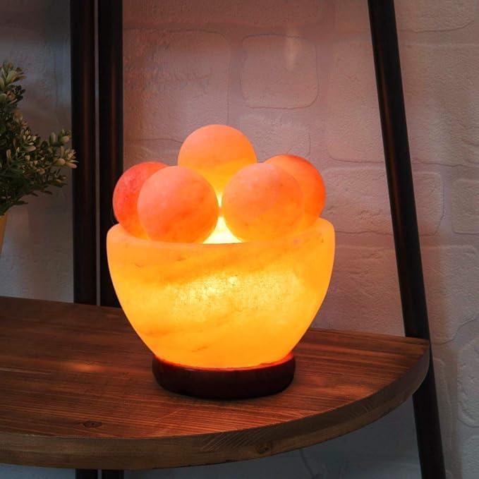 HL Himalayan Pink salt Lamp Bowl with Balls comes with dimmer switch and a pair of bulbs (HL BOWL)