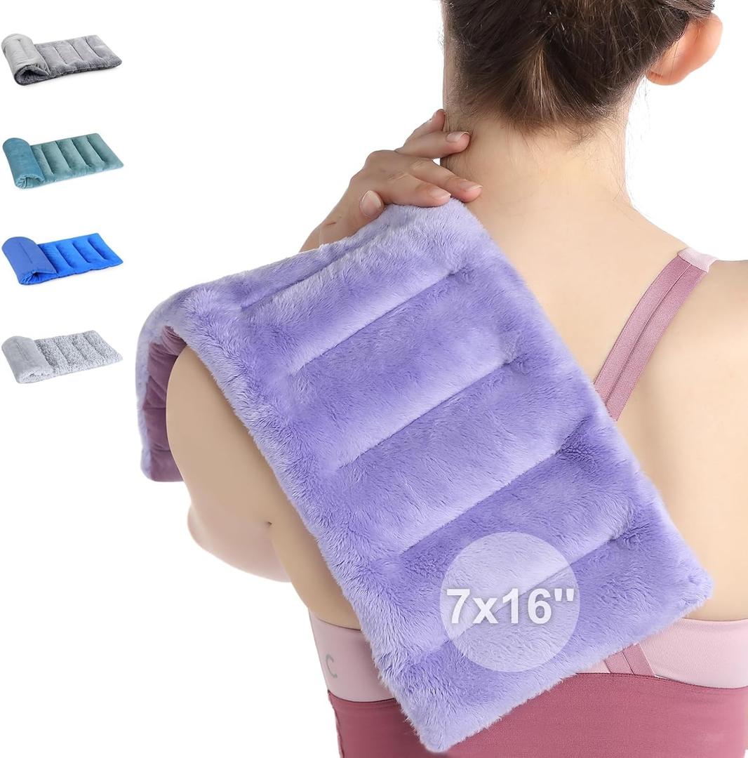 SuzziPad Microwave Heating Pad for Discomfort Reducing, 7x16 Microwavable Heated Pads, Muscle Ache, Soothing Fatigue for Neck and Shoulder, Bean Bag Moist Heat Pack, Warm Compress, 1.74lb, Purple