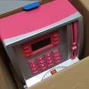 Fishboy Pink ATM Piggy Bank for Kids/Girls with Power-Off Memory, Debit Card for Real Money, Onekey Shutdown, Coin Recognition, Target Setting, Bill Feeder, Balance Calculator, Savings Machine (Silver/Rose)