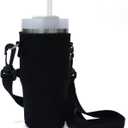 14oz Cup Carrier Bag with Strap, Pouch Bag Compatible with Stanley CUP 14oz, Durable and Portable Cup Holder for Kids, Adjustable Travel Carrying Bag(Black) (1Pack)