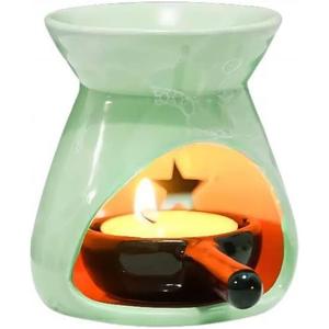 Green Ceramic Essential Oil Burner Tealight Candle Holder Decorative Aroma Diffuser