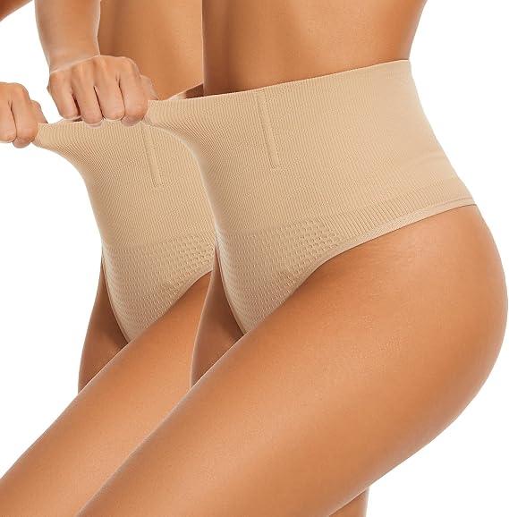 AliyaFeng Thong Shapewear for Women Tummy Control Butt Lifter Thongs Underwear Seamless Body Shaper Panty, XL, 2 Packs