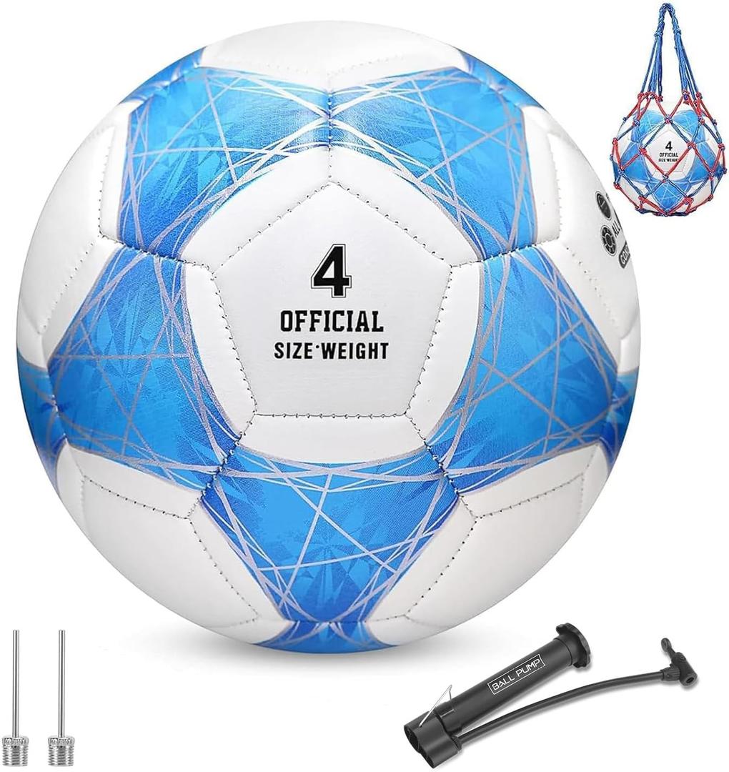 STEEFAN Teal/Blue/Pink Soccer Ball Size 3/4/5 for Kids Outdoor Play,Color Change Soccer Official Ball with Needles and Air Pump,Idea Gift for Teen Boy Girl Junior Women,Indoor Outdoor Game Soccer Ball