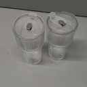 TUZAZO 20 Oz Glass Tumblers with Lids and Straws - 2 Pack Ribbed Glass Iced Coffee Cup with Straw and Lid, Thicken Glasses, Ideal for Smoothieds, Cocktails, and Juices