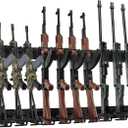 Gun Rack Wall Mount, Indoor Metal Gun Rack, Adjustable Rifle Storage Holder with Soft Padding, Vertical Gun Display, for 12 Slot
