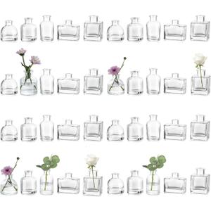 Glasseam Bud Vases in Bulk 40: Clear Glass Vases for Centerpieces Cute Mini Small Vases for Flowers Decorative Tiny Centerpiece Decor for Table Wedding Party Dining Room Decoration