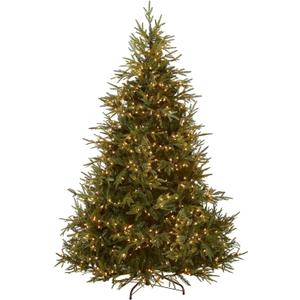National Tree Company 7.5 ft Pre-Lit Fraser Grande Artificial Christmas Tree, 1,000 Clear Lights, 3,719 Tips, Includes Stand, Green