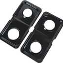 Premium Gas Stove Drip Pans for GE Gas Hotpoint Stove Burner Replacement Part WB34K10009Right WB34K10010 Left Porcelain Double GE Burner Drip Pan for GE SpectraXL44 Gas Stove Range Drip Bowls 2 Pcs