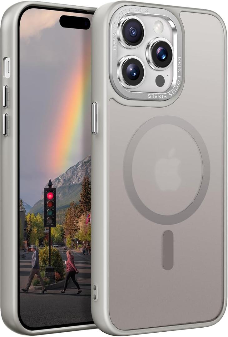 Magnetic Designed for iPhone 14 Pro Case [Military-Grade Drop Tested] [Compatible with Magnet] Slim Frosted Case for iPhone 14 Pro Phone Case (6.1"), Gray