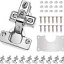 Cabinet Hinges - 10 Pack for 1/2 inch Overlay Cabinet, Face Frame Concealed 106Deg Self Closing Hinges, Stainless Soft Close Cabinet Door Hinges with Mounting Screws and Repair Plate