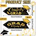 Landical 8 Pack 2026 Graduation Party This Way Yard Sign Arrow 17 x 6 Inch Double Sided Printed Directional Yard Sign with Stakes Black Graduate Party for Outdoor Graduation Supply(Gold)