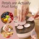 2-Layer Snack Box and Serving Tray with Lid and 6 Petal-Shaped Fruit Forks, 7-Compartment Organizer for Candy, Fruits, Nuts, Charcuterie, Ideal for Party and Entertaining