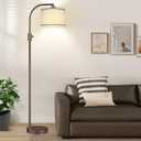 Nintiue Upgraded Modern Arc Dimmable Tall Standing Floor Lamp with Linen Shade, 1200 Lumens LED Bulb Included, for Living & Reading Room, Bedroom, Office & Nursery, Brown
