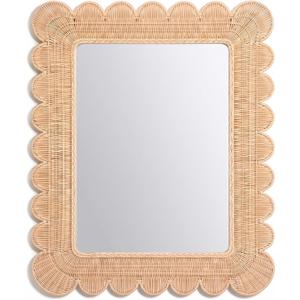 Small Scalloped Rattan Wall Mirror 23" x 17" Decorative Mirror