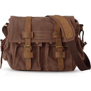 FANDARE New Vintage Messenger Bag Satchel Bag bag Bookbag Casual Travel Shoulder Bag (Brown)