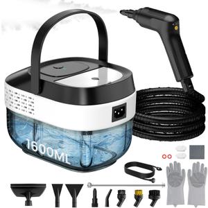 Pressurized Steam Cleaner 1.6L, 3-Level Adjustable Steamer for Cleaning, 10s Heat-Up, 2500W Handheld Steamer Cleaner for Home, Car, Kitchen, Floor, Multi-Surface Cleaning Machine, 19pcs Accessories