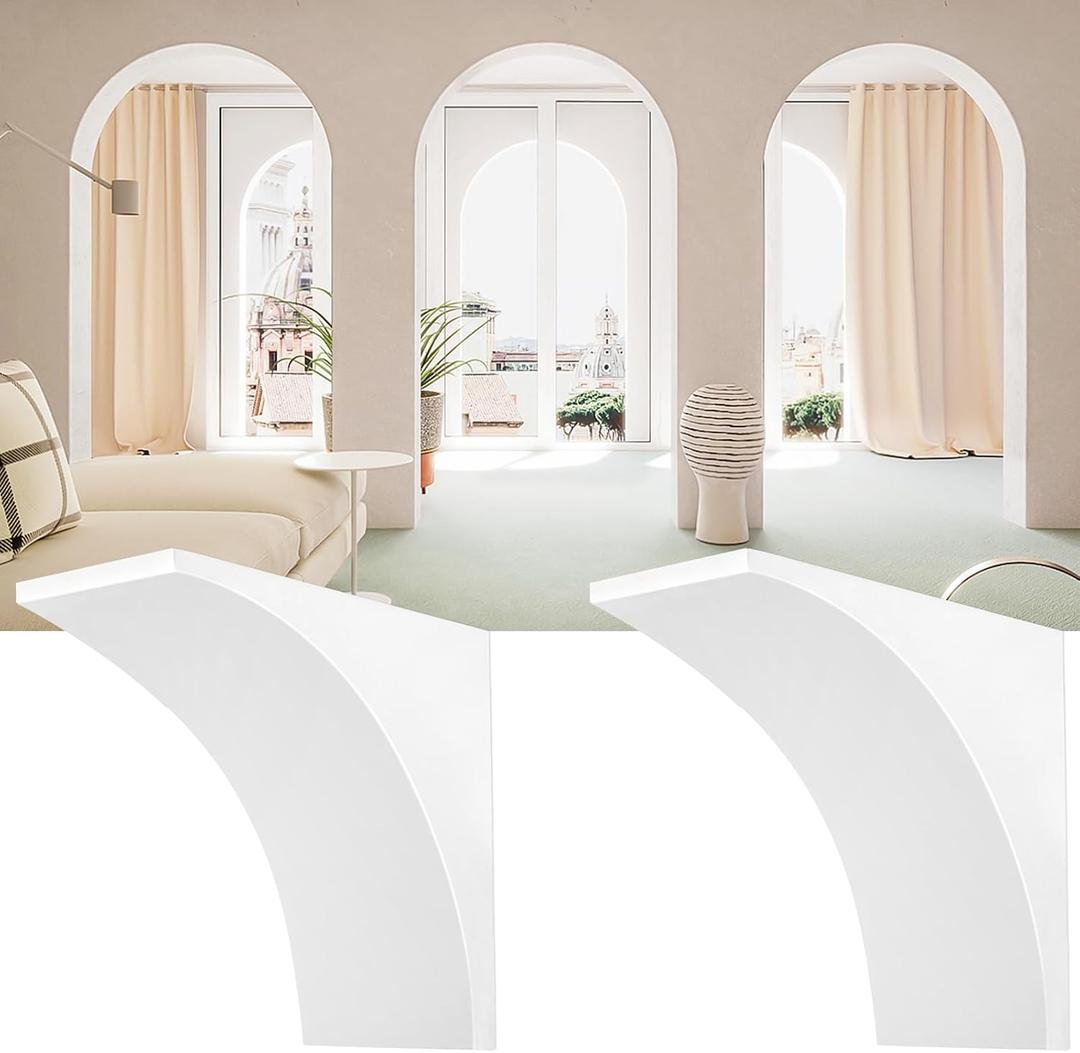 UNIFAMILY 2Pcs Gypsum Doorway Arch Kit, 8.5 x 8.5 x 5IN Interior Doorway Precurved Drywall, Rounded DIY Arch Doorway Kit for Corner Molding, Easy to Add Wall Arch Molding to Any Opening for Decoration