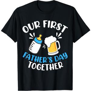 Men Our First Father's Day Together Baby Bottle Dad Daddy T-Shirt (Black, Medium)