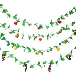 4 Pcs Sukkah Decoration Fruits Hanging Banner for Sukkot - Etrog Apple Decor - Jewish Holiday Celebration Party Supplies (Colorful Style)
