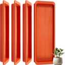 Pack of 4 Rectangle Plant Tray 24 x 8 x 1.6 Inch Terracotta Plastic Plant Saucer Flower Drip Trays for Drainage Germination Garden Indoor Outdoor Use