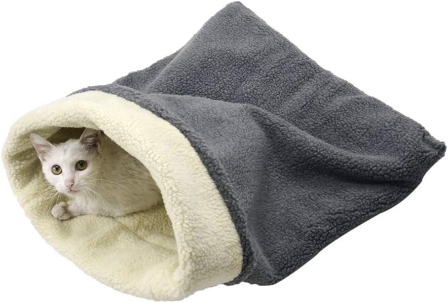 Cat Bed Cave Sleeping Bag, Pet Mat Self Warming Pad Sack for Cats and Small Dog (grey)