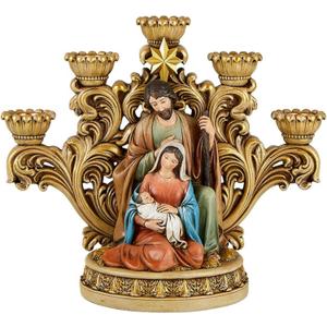 Needzo Resin Nativity Star Advent Candleholder, Holy Family Religious Christmas Figurine for Indoor, Christmas Decorations for Home, 10.25 Inch
