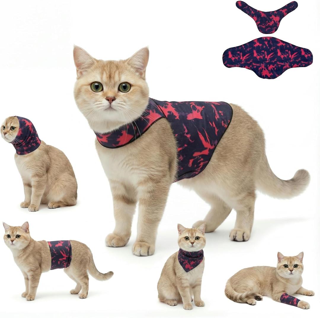DAJIDALI Dog & Cat Anxiety Vest & Spay Recovery Suit Silent Adjustable Calming Wrap for Surgery & Thunderstorms 2-Piece Cone & Recovery Onesie Alternative XS