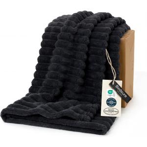 Bedsure GentleSoft Twin XL Blanket for Couch - Cozy Soft Blankets for Women, Cute Small Fleece Throws for Girls, Black, 66x90 Inches
