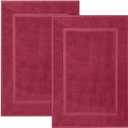 KAHAF COLLECTION Bath Mat Floor Towel Set - Absorbent Cotton Hotel Spa Shower/Bathtub Mats [Not a Bathroom Rug] (Burgandy, 2 Pack (16"x24"))