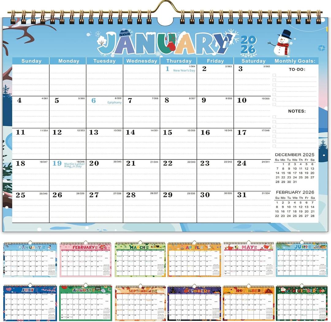 2026-2027 Wall Calendar, 18-Month Large Hanging Wall Calendar 2026-2027, Jan. 2026 - Jun. 2027, 12" x 17" Large Calendar 2026 with Twin-Wire Planner for Home & Office Organization, with Stickers