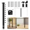 Muzata 36in Modular Cable Railing Corner Post Side Mount 4-Way Drilled RW53