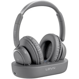LEVN Wireless Headphones for TV Watching, TV Headphones Wireless for Seniors with Transmitter Charging Base, Hearing-impaired, No Audio Delay Blutooth 5.2, Plug and Play, Gifts for Elderly Grey