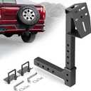 EYOHZ Hitch Mounted Spare Tire Carrier, Universal Adjustable Spare Tire Mount for 2 Inch Receiver, Fits 4/5/6/8 Lug Trailer Wheels, for Truck, Trailer, SUV & Off-Road