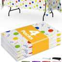 Birthday Balloon Plastic Table Cloth Rectangle Table 4 Pack, 54''108'' Tablecloth for 6ft Tables, Table Cloth for Disposable Use, Table Cover for Holiday Party, Gathering