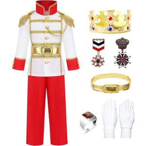 Kids Prince Charming Costume for Boys  Royal Prince Uniform for Halloween & Dress Up, Ages 49 (67 yrs Height 47.250.4in)