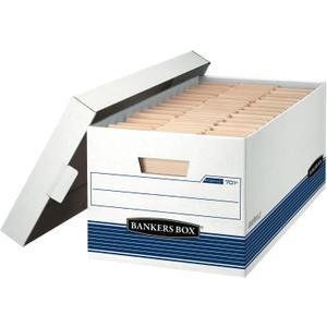 Bankers Box 12-Pack Medium Duty File Storage Boxes with Lids, FastFold Assembly, 24 Inch Letter, STOR/FILE, (00701)