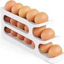 Egg Holder for Fridge, 3 Tiers Auto Rolling Egg Storage Organizer for Refrigerator, Slim Space Saving Container, Dispenser - Egg Roller for Eggs 18 Count