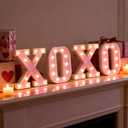 Light up Letters Valentine's Day LED Marquee Letter Lights, Glitter Pink Light Up Letters Sign for Valentine's Tabletop Decor Fireplace, Bedroom, Wedding, Anniversary XOXO