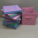 Hillban 24 Pcs Storage Cubes 11'' Collapsible Storage Bins Bulk Fabric Cubes Basket with Dual Handles Organizer Cube for Closet Toy Classroom Shelf Room (Solid Style,Pastel)