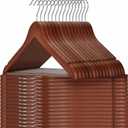 TOPIA HANGER Walnut Wooden Hangers 30 Pack, Wood Clothes Hangers, Durable Coat Hanger with 360-Degree Rotatable Hook, Non-Slip Pants Bar and Shoulder Notches for Camisole Tops - CT34WA30