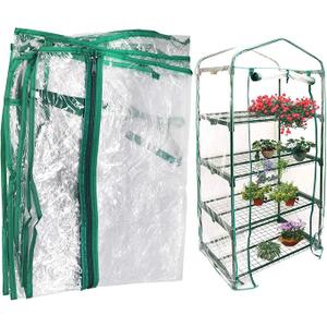 Mini Greenhouse Transparent PVC Cover Portable Small Greenhouses Cover wih Roll-Up Zipper Door, Waterproof Garden Green House Tent. Size 6