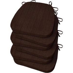 Basic Beyond Chair Cushions for Dining Chairs, D-Shaped Kitchen Chair Cushions with Ties Set of 6, 2.5" Thick Seat Cushions for Dining Room/Kitchen Chairs, 17" x 16", Brown, 6 Count