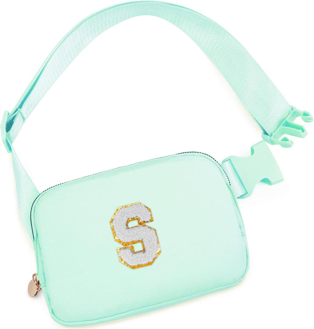 Belt Bag Fanny Pack Crossbody Bags with Initials Cute Stuff Birthday Gifts for Teenager Girls Trendy Stuff for Teens - White S,Light Green Bag
